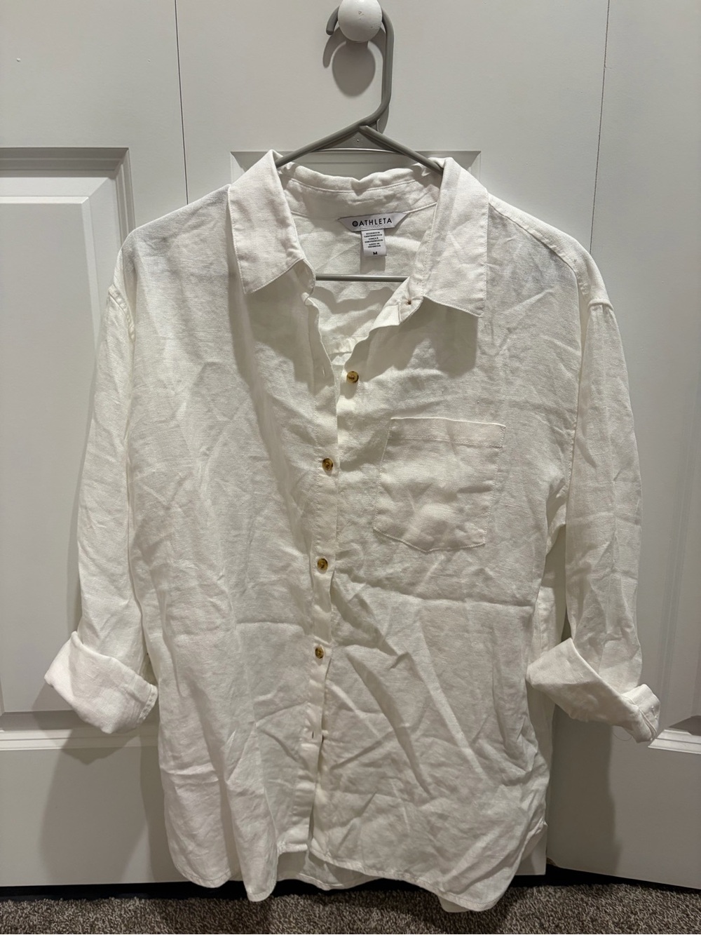 Athleta Women’s Ivory Button-Front Linen Shirt